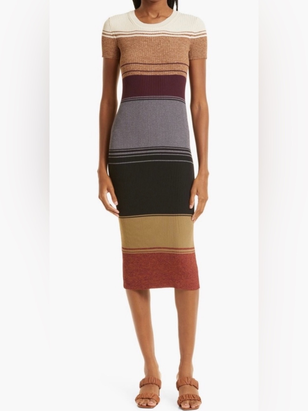 STAUD Colleen Ribbed Knit Midi Dress Small NWOT - Picture 5 of 9